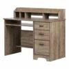 Bowery Hill Wood 3-Drawer Computer Desk With Hutch In Weathered Oak -CYMAX Sales 2405075 31 L