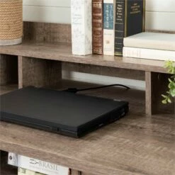 Bowery Hill Wood 3-Drawer Computer Desk With Hutch In Weathered Oak -CYMAX Sales 2405075 34 L