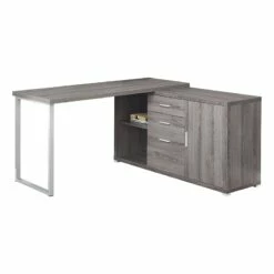 Pemberly Row Contemporary Wood L Shaped Corner Computer Desk In Dark Taupe Gray