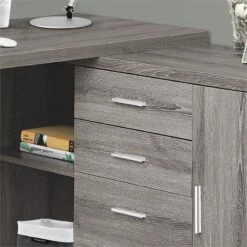 Pemberly Row Contemporary Wood L Shaped Corner Computer Desk In Dark Taupe Gray -CYMAX Sales 2405317 2405321 L