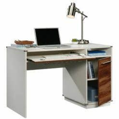 Pemberly Row Key Engineered Wood Single Pedestal Computer Desk In Pearl Oak -CYMAX Sales 2405338 2 L