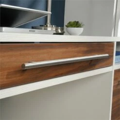 Pemberly Row Key Engineered Wood Single Pedestal Computer Desk In Pearl Oak -CYMAX Sales 2405338 6 L