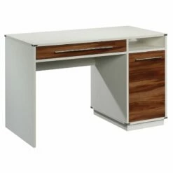 Pemberly Row Key Engineered Wood Single Pedestal Computer Desk In Pearl Oak