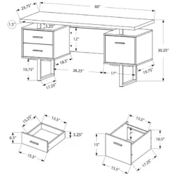 Pemberly Row Contemporary Wood Reversible Floating Computer Desk In Walnut 11 Pemberly Row Contemporary Wood Reversible Floating Computer Desk In Walnut -CYMAX Sales 2405354 9 L