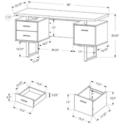 Pemberly Row Contemporary Wood Reversible Floating Computer Desk In Gray -CYMAX Sales 2405357 9 L