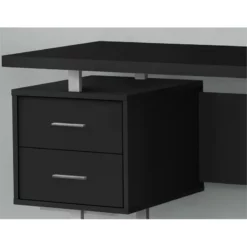 Pemberly Row Contemporary Wood Reversible Floating Computer Desk In Black -CYMAX Sales 2405359 7 L