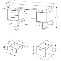Pemberly Row Contemporary Wood Reversible Floating Computer Desk In Black -CYMAX Sales 2405359 9 L