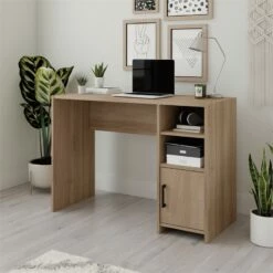 Pemberly Row Desk With Engineered Wood In Summer Oak Finish -CYMAX Sales 2405379 2 L
