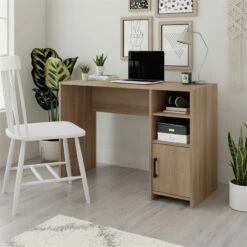 Pemberly Row Desk With Engineered Wood In Summer Oak Finish -CYMAX Sales 2405379 4 L