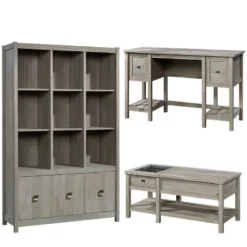 Home Square 3 Piece Set With 9-cubby Bookcase Writing Desk And Coffee Table
