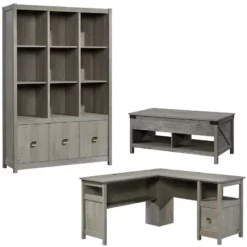 Home Square 3 Piece Furniture Set With L-shaped Desk Bookcase And Coffee Table