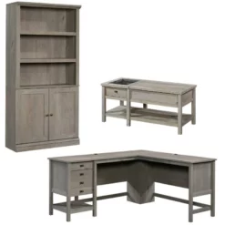 Home Square 3 Piece Set With 3-shelf Bookcase Coffee Table And Computer Desk