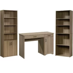 Home Square 3 Piece Set With Computer Desk 4-Shelf Bookcase And 5-Shelf Bookcase