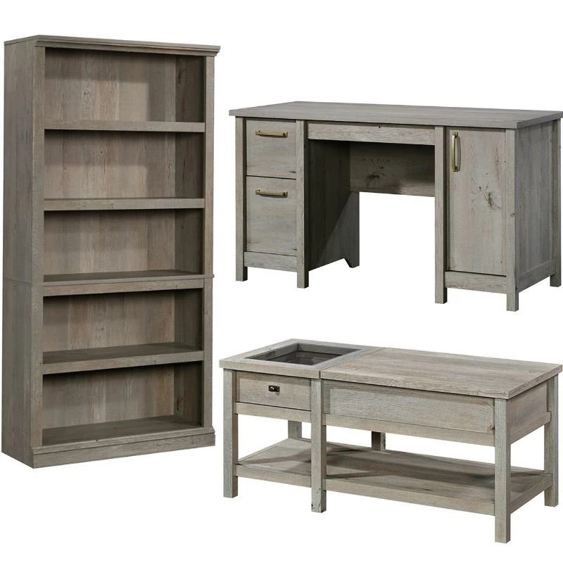 Home Square 3 Piece Set With Wood Desk 5-Shelf Bookcase & Lift-Top Coffee Table 3 Home Square 3 Piece Set With Wood Desk 5-Shelf Bookcase & Lift-Top Coffee Table