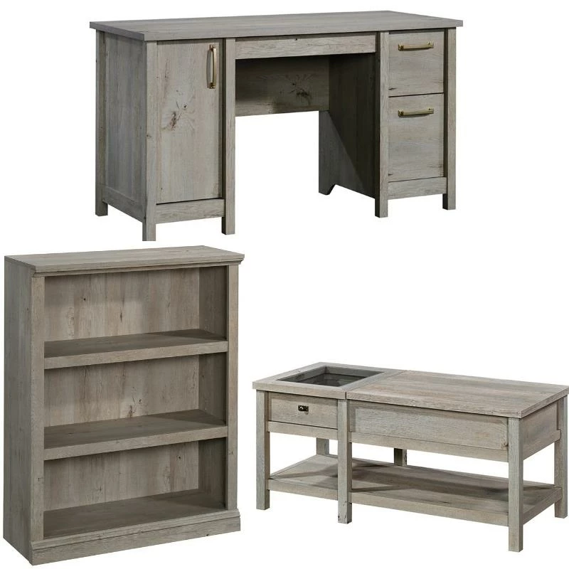 Home Square 3 Piece Set With Wood Computer Desk 3-Shelf Bookcase & Coffee Table 3 Home Square 3 Piece Set With Wood Computer Desk 3-Shelf Bookcase & Coffee Table