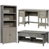 Home Square 3 Piece Set With Wood Writing Desk 3-Shelf Bookcase & Coffee Table -CYMAX Sales 2411983 L