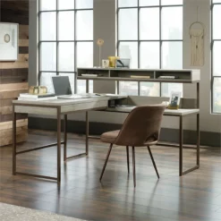 Home Square 3 Piece Set With L Shaped Writing Desk Coffee Table 3-Shelf Bookcase -CYMAX Sales 2412151 15 L