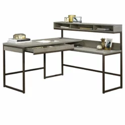 Home Square 3 Piece Set With L Shaped Writing Desk Coffee Table 3-Shelf Bookcase -CYMAX Sales 2412151 16 L