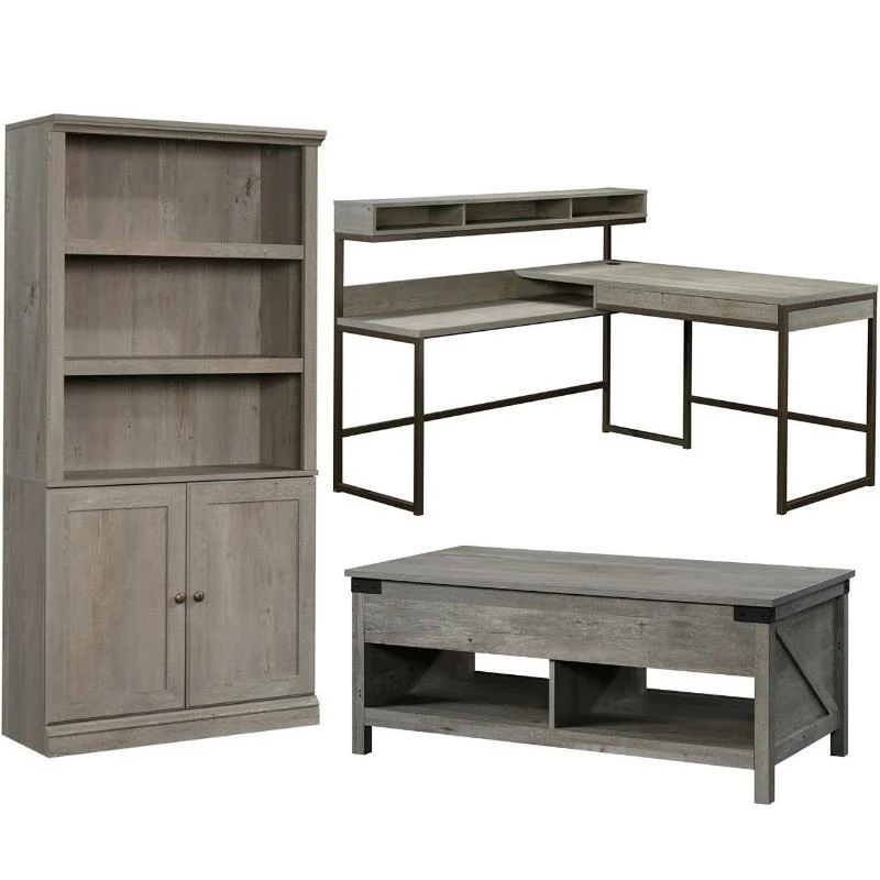 Home Square 3 Piece Set With L Shaped Writing Desk Coffee Table & Tall Bookcase 3 Home Square 3 Piece Set With L Shaped Writing Desk Coffee Table & Tall Bookcase