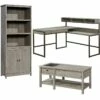 Home Square 3 Piece Set With Coffee Table 3-Shelf Bookcase L Shaped Writing Desk -CYMAX Sales 2412158 L