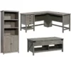 Home Square 3 Piece Set With L-Shape Computer Desk 3-Shelf Bookcase Coffee Table -CYMAX Sales 2412165 L