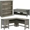 Home Square 3 Piece Set With 3-Shelf Bookcase L-Shape Computer Desk Coffee Table -CYMAX Sales 2412169 L