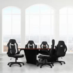 Array 96" Conference Table With Power Data Grommet- Cherry/ Black -CYMAX Sales 2413066 2 L