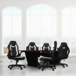 Array 96" Conference Table With Power Data Grommet- Mahogany/ Black 32 Array 96" Conference Table With Power Data Grommet- Mahogany/ Black -CYMAX Sales 2413068 11 L