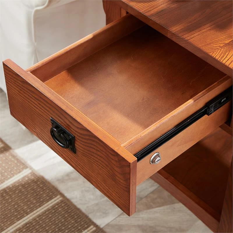 Leick Home Wood Stratus Desk With Drop Front Keyboard Drawer In Smoke Gray 6 Leick Home Wood Stratus Desk With Drop Front Keyboard Drawer In Smoke Gray - Image 4