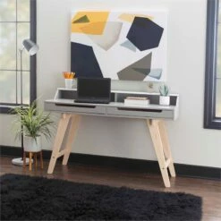 Linon Hoyt Wood Two Drawer Desk In Black -CYMAX Sales 2415301 L