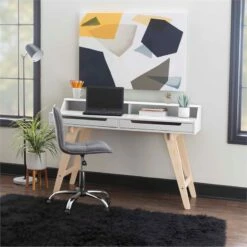 Linon Hoyt Wood Two Drawer Desk In Black -CYMAX Sales 2415302 11 L