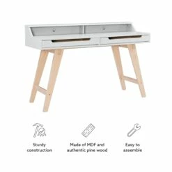 Linon Hoyt Wood Two Drawer Desk In Black -CYMAX Sales 2415302 18 L