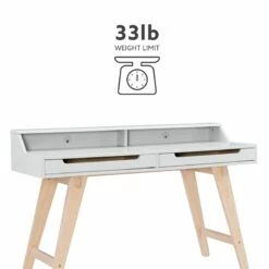 Linon Hoyt Wood Two Drawer Desk In Black -CYMAX Sales 2415302 19 L