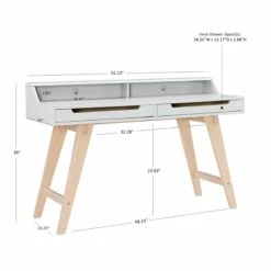 Linon Hoyt Wood Two Drawer Desk In Black -CYMAX Sales 2415302 20 L