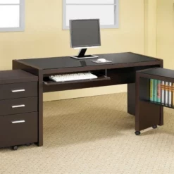 Home Square 3 Piece Set With Computer Desk 3 Drawer Mobile File Cabinet Bookcase -CYMAX Sales 2416406 9 L