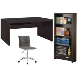 Home Square 3 Piece Set With Computer Desk Bookcase And Adjustable Office Chair