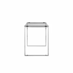 Pangea Home Helen Modern Polished Steel Metal & Tempered Glass Desk In Silver -CYMAX Sales 2416559 2 L