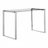 Pangea Home Helen Modern Polished Steel Metal & Tempered Glass Desk In Silver -CYMAX Sales 2416559 L