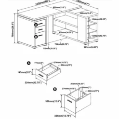 Home Square 2 Piece Set With L Shaped Writing Desk And Executive Office Chair -CYMAX Sales 2416825 4 L