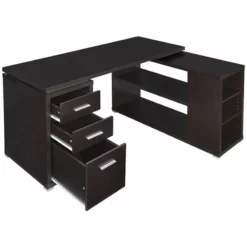 Home Square 2 Piece Set With L Shaped Writing Desk And Executive Office Chair -CYMAX Sales 2416825 6 L