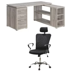 Home Square 2 Piece Furniture Set With L-Shaped Desk And Executive Office Chair