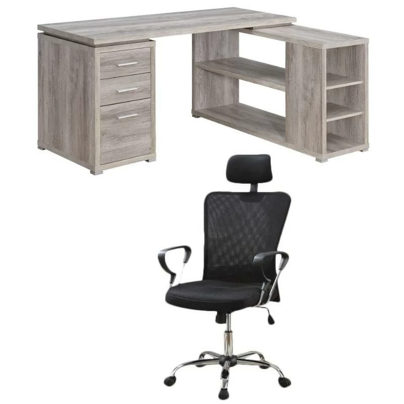 Home Square 2 Piece Furniture Set With L-Shaped Desk And Executive Office Chair 3 Home Square 2 Piece Furniture Set With L-Shaped Desk And Executive Office Chair