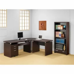 Home Square 4 Piece Set With Desk Bookcase Mobile File Cabinet And Office Chair -CYMAX Sales 2416931 9 L