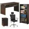 Home Square 4 Piece Set With Desk Bookcase Mobile File Cabinet And Office Chair 1 Home Square 4 Piece Set With Desk Bookcase Mobile File Cabinet And Office Chair -CYMAX Sales 2416931 L