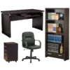 Home Square 4-Piece Set With Desk Bookcase Office Chair And Mobile File Cabinet 2 Home Square 4-Piece Set With Desk Bookcase Office Chair And Mobile File Cabinet -CYMAX Sales 2416935 L
