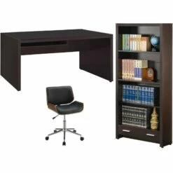 Home Square 3 Piece Furniture Set With Computer Desk Office Chair And Bookcase