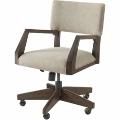 Riverside Furniture Sheffield Upholstered Wood Desk Chair In Rich Tobacco