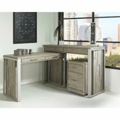 Riverside Furniture Intrigue 36" Wood Nesting Computer Desk In Hazelwood Gray -CYMAX Sales 2417280 4 L