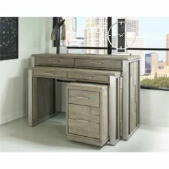 Riverside Furniture Intrigue 36" Wood Nesting Computer Desk In Hazelwood Gray -CYMAX Sales 2417280 5 L
