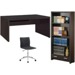 Home Square 3 Piece Furniture Set With Bookcase Computer Desk And Office Chair